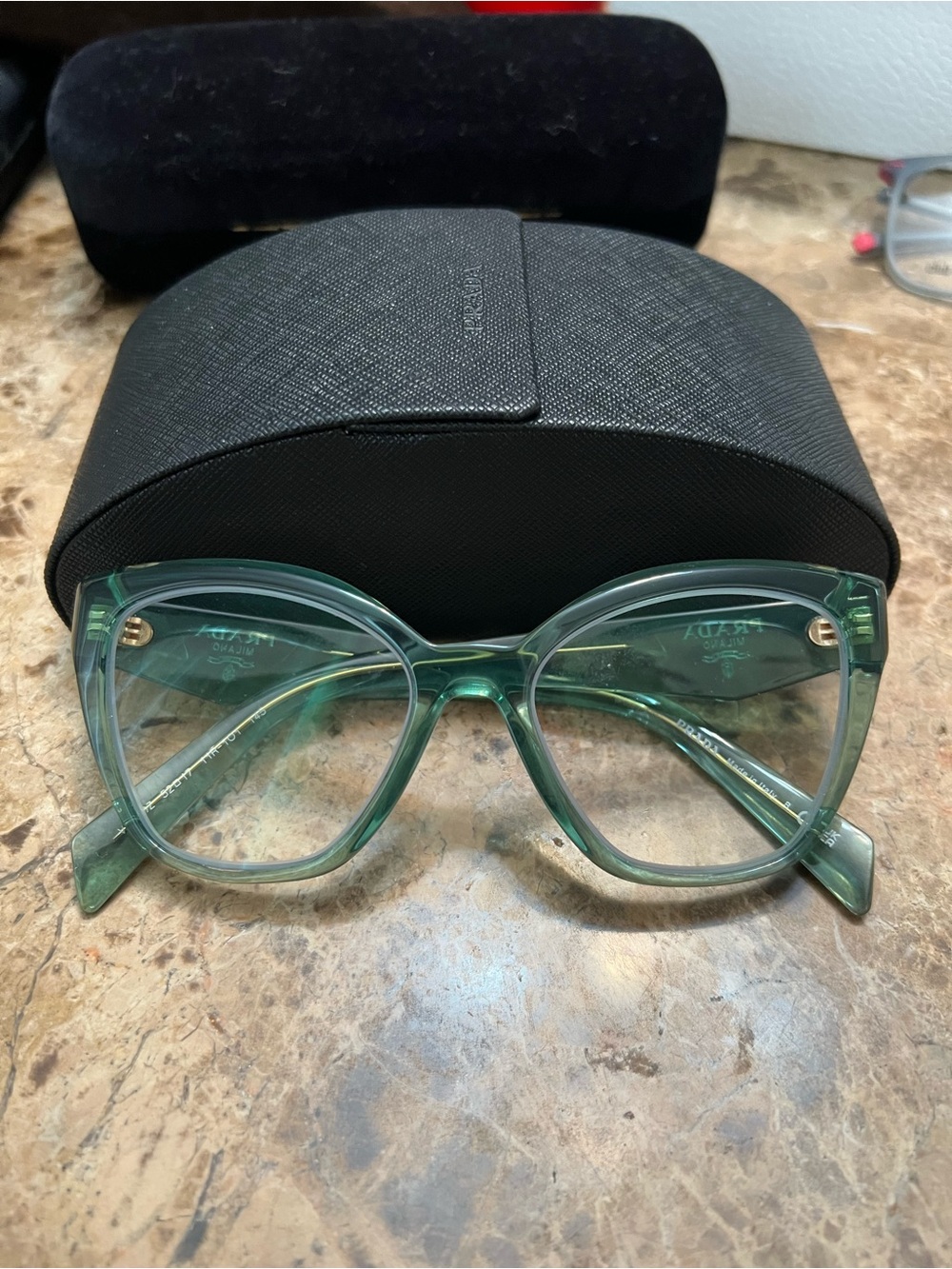 Prada PR20Z Translucent Green Cat-Eye Women's Glasses